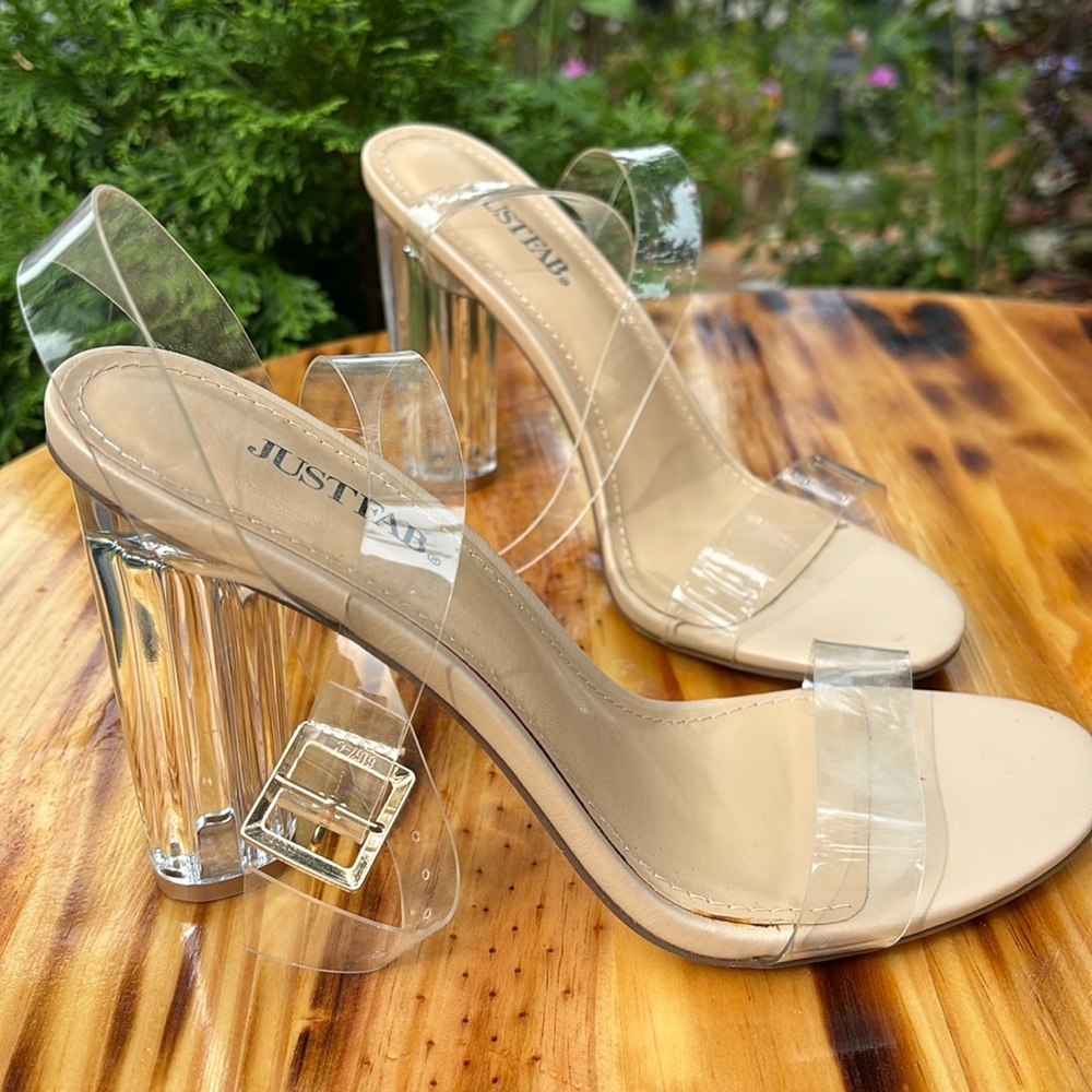 Clear heeled sandals
